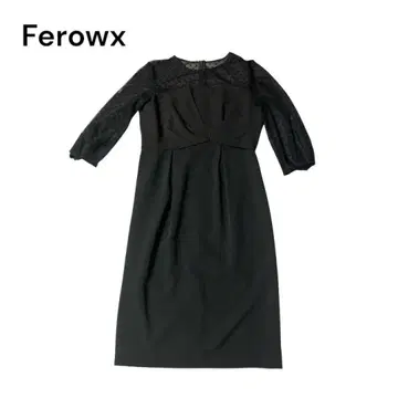 Feroux 페루 도트 무늬 레이스 절개 원피스 블랙 온워드
