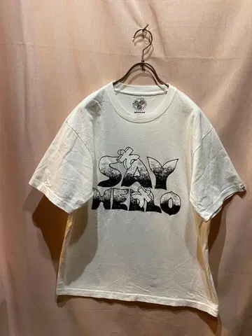 SAYHELLO 그래픽 T셔츠 화이트 M 사이즈
