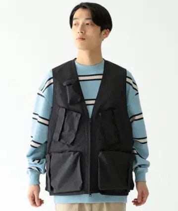 BEAMS 빔즈 밀리터리 베스트 블랙 M