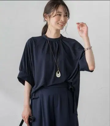 로트레아몽 네이비 일본제 시원한 주름 방지 티셔츠 5부 소매 38