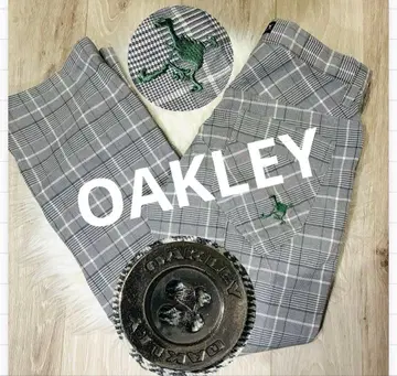 미사용급 OAKLEY 오클리 스트레치 체크 무늬 스컬 로고 자수