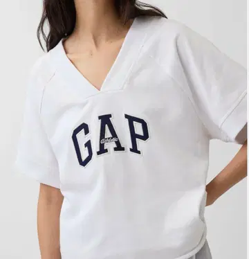 프렌치 테리 오버 사이즈 GAP 로고 V넥 스웨트 셔츠