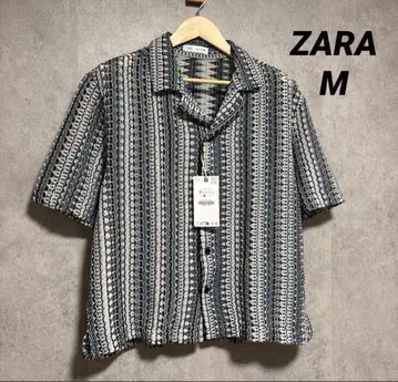 ZARA 자라 기하학 자카드 셔츠 M