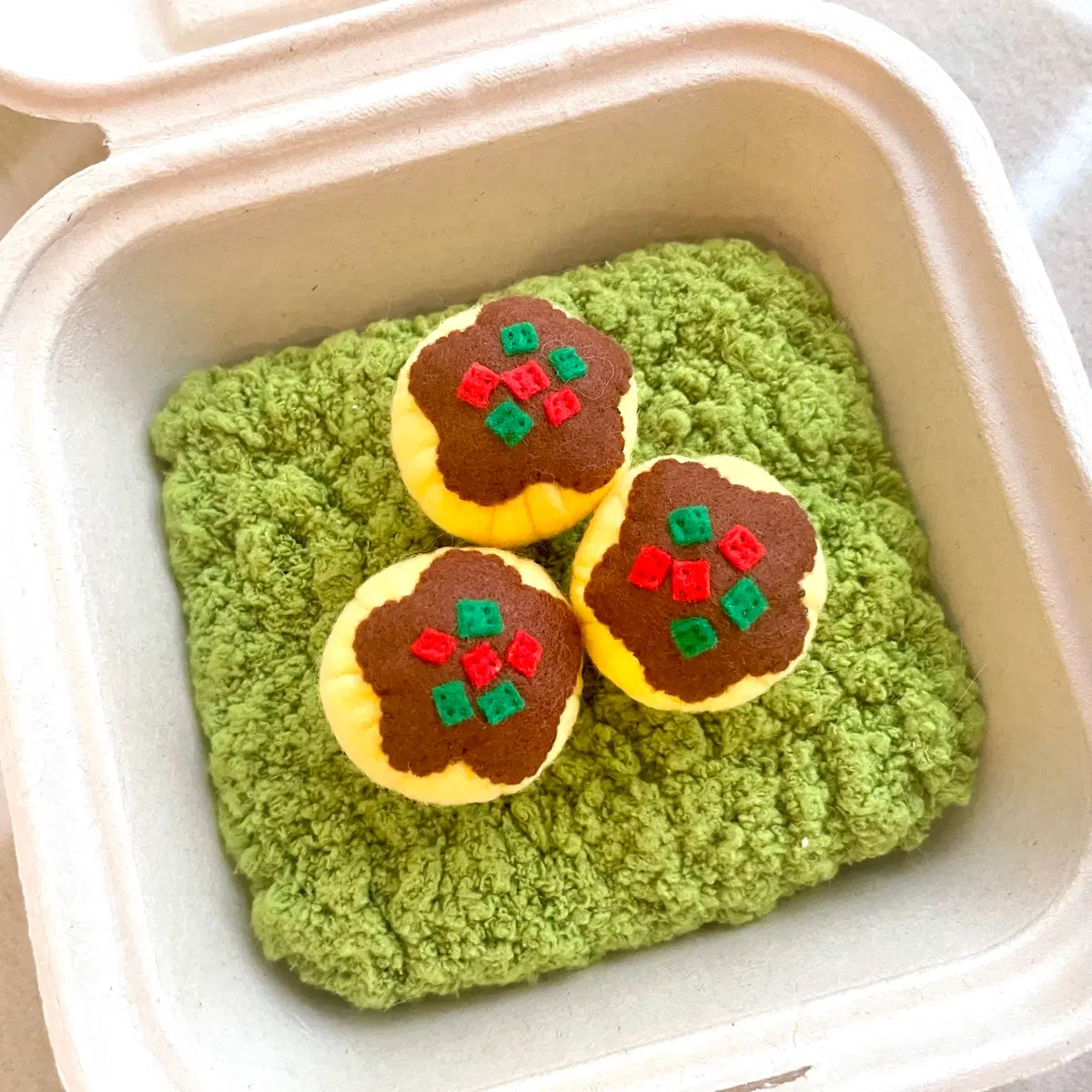 펠트 타코야끼 인형 소품 3개 세트