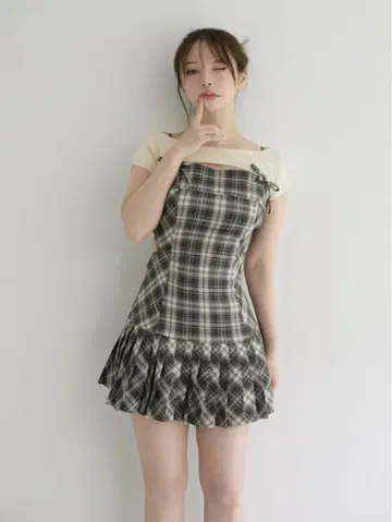 andmary Karen 체크 미니 드레스 M