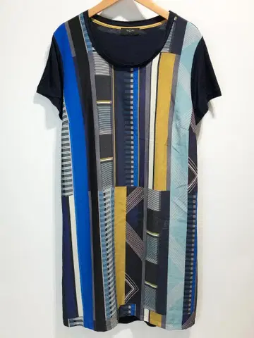 Paul Smith BLACK 폰타나 스트라이프 프린트 반팔 원피스