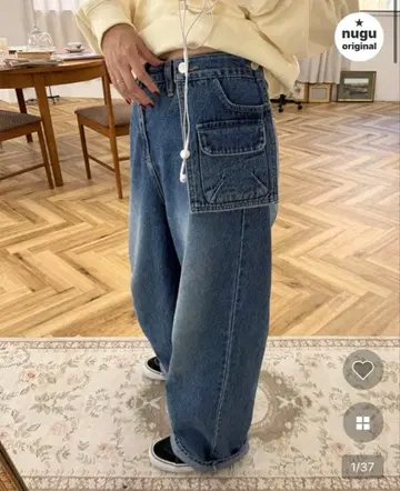 nugu 오리지널 미뇽 아웃 포켓 버튼 데님 팬츠
