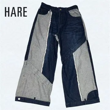 HARE 재구축 와이드 데님 팬츠 인디고 블루