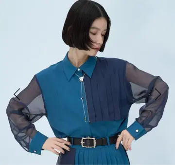 HARE 이소자이 플리츠 셔츠 시어 긴팔 프리 사이즈 새상품급