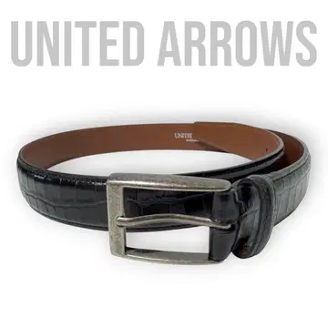 UNITED ARROWS 악어 엠보싱 소가죽 벨트 가죽 블랙 컨디션 최상2