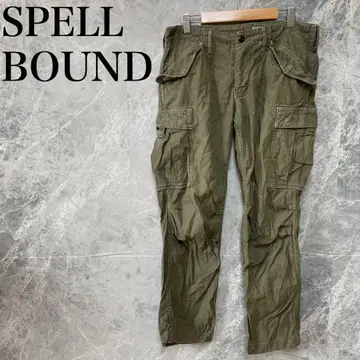 SPELLBOUND 남성용 W82 카키 치노 팬츠 스트레이트 새상품급