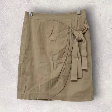 유나이티드 애로우즈 36 린넨 혼방 랩스커트 베이지 리본 일본제