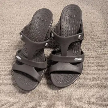 Crocs 여성용 웨지솔 샌들 브라운