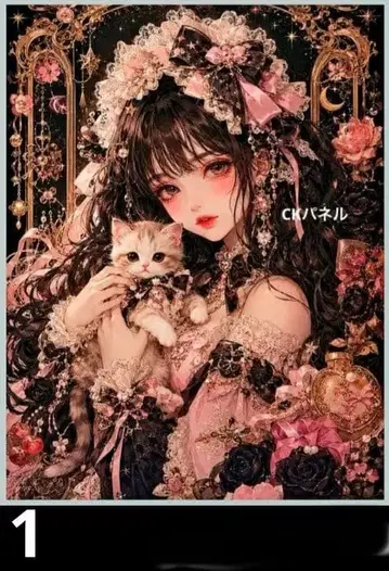 오더 페이지 손수건 381 여아 고양이 패턴 핸드메이드 7/21