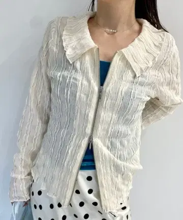 ray beams 컷 자카드 지퍼 셔츠
