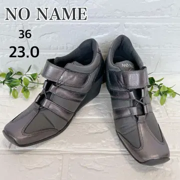 [ 미사용급 ] NO NAME 벨크로 웨지 스니커즈 36 가죽 건메탈
