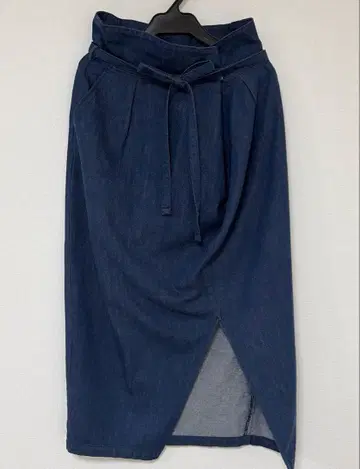 데님 랩스커트 리본 포함