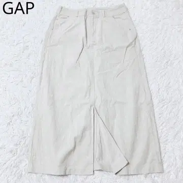 갭 롱 스커트 코듀로이 프론트 슬릿 면 100% 베이지