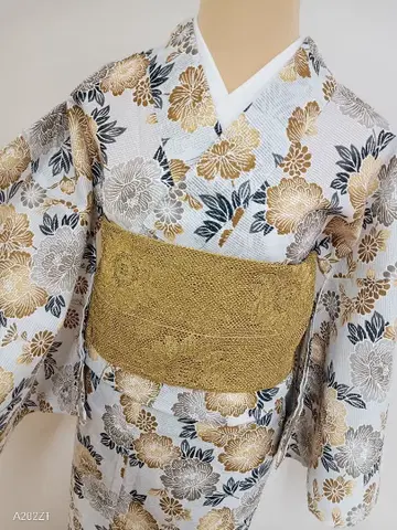 면 명주 코몬 무늬 유카타 여름 기모노 겸용으로도