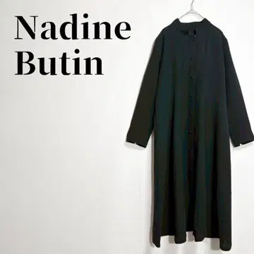 Nadine Butin 스탠드 카라 롱 원피스 스티치 블랙 M