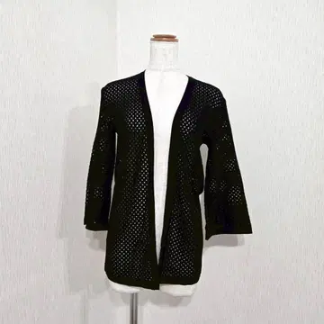 캐서린 TOKYO 7부 소매 메쉬 니트 가디건 블랙