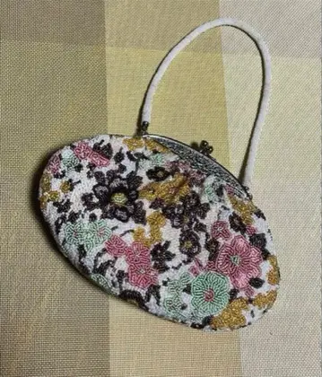 전체 비즈 자수 가마구치 핸드백 꽃무늬 파티 백 일본 의류 유카타 기모노 잡화