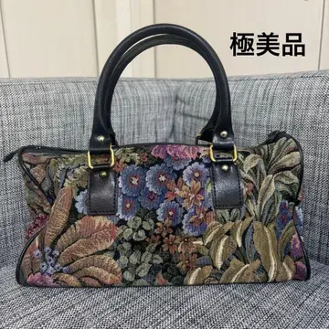 컨디션 최상 고블랑 직조 미니 보스턴 백 핸드백 꽃무늬 레트로