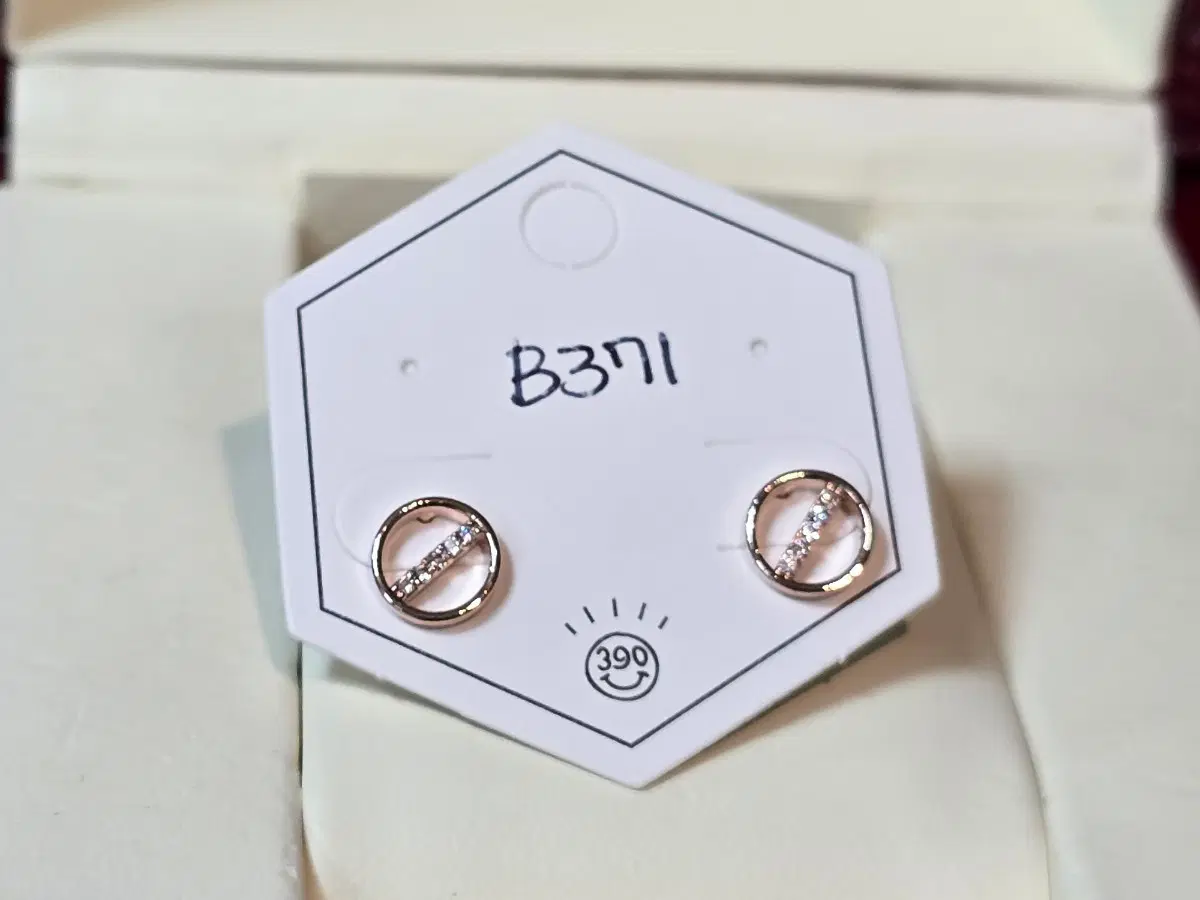 원형 큐빅 귀걸이 로즈골드