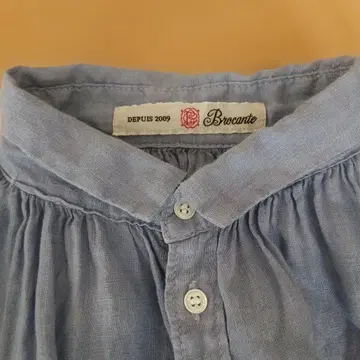 Brocante 린넨 100% 긴팔 셔츠 블루 사이즈 2 새상품급