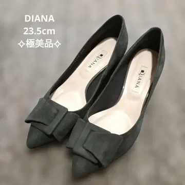 새상품급 DIANA 스웨이드 펌프스 그레이 리본 다이애나 23.5