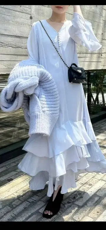 SNIDEL 쉬폰 프릴 롱 원피스