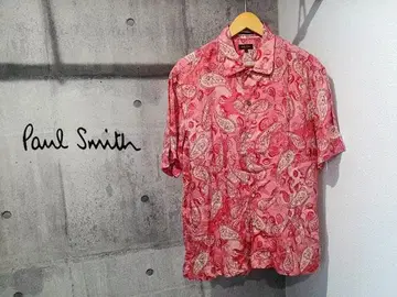 새상품급 Paul Smith 폴스미스 페이즐리 올 패턴 헴프 반팔 셔츠 L