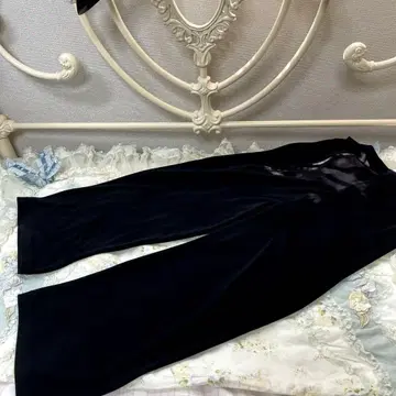 폭시 홈웨어 화학 섬유 스트레치 블랙 7부 기장 팬츠 L