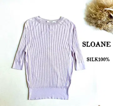 [ 새상품급 ] SLOANE 18G 와이드 리브 실크 5부 소매 크루넥 니트 M