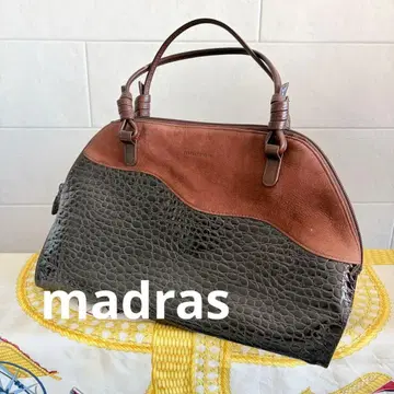 madras 마드라스 핸드백 브라운 악어 엠보싱 가죽