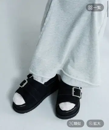 버클 벨트 샌들 블랙