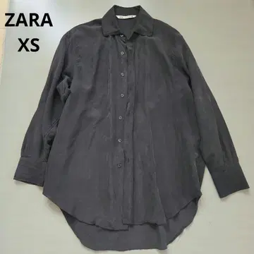 ZARA 자라 실크 100% 롱 셔츠 긴팔 다크 그린 XS