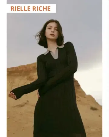 절판품 RIELLE riche 리엘 리셰 라메 폴로 니트 원피스 블랙