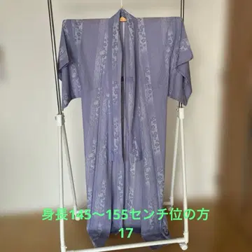 기모노 명주 퍼플 계열 나팔꽃 패턴