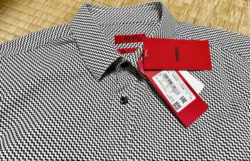 HUGO BOSS 지그재그 패턴 긴팔 셔츠 블랙 화이트 남성용 셔츠