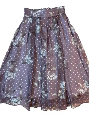 택 포함 새상품 JILLSTUART 꽃무늬 도트 플레어 스커트 브라운 M