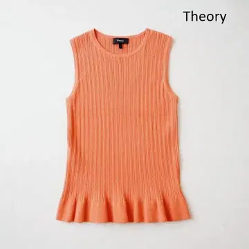 Theory 띠어리 CREPE 슬리브리스 리브 니트 애프리콧 S