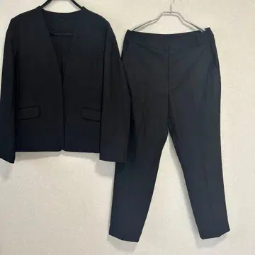 노카라 자켓 팬츠 수트 셋업 블랙