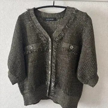 LOUNIE 루니 프린지 숏 가디건