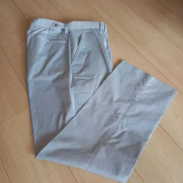 남성용 슬랙스 팬츠 그레이 스트라이프 패턴 허리 82cm