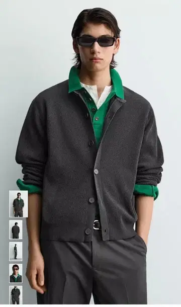 ZARA 니트 가디건 다크 그레이