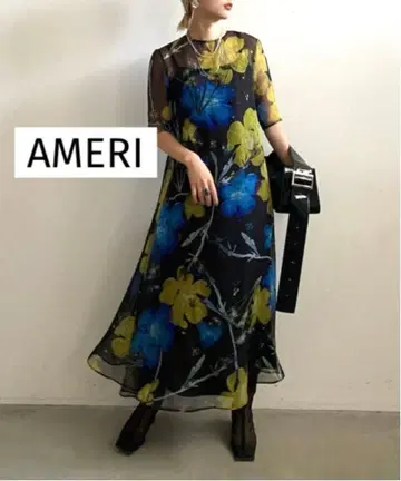 AMERI SCAN FLOWER CHIFFON DRESS