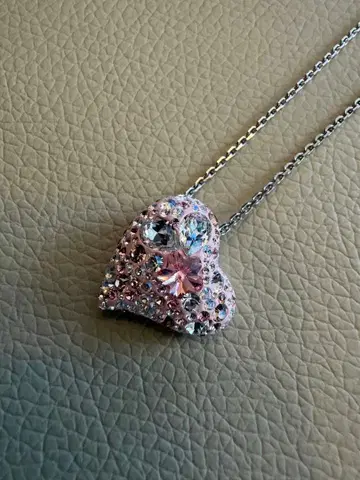 SWAROVSKI 하트 핑크 넥 펜던트 크리스탈 상자 없음
