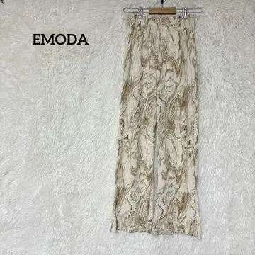 EMODA 마블 패턴 플리츠 롱 팬츠 베이지 계열 FREE