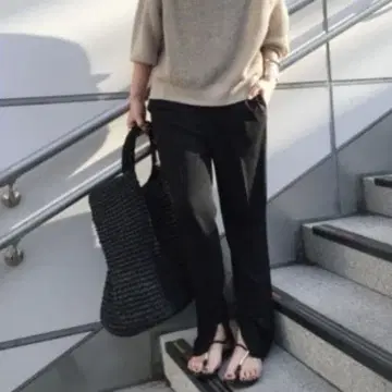 택 포함 새상품 AP STUDIO 슬릿 이지 테이퍼드 팬츠 38